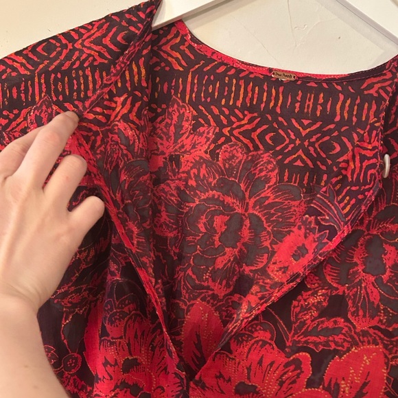 Free People Women’s Size Small? Gotta Have You Red Breezy Western Boho Tunic Top - Picture 9 of 10